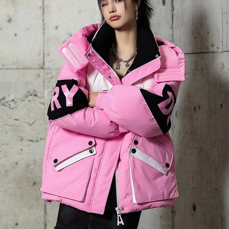 Warmth Winter Down Coat Jackets Women Hooded Parka Winter Clothing Snow Coat Casual Thick Short Puffer Jacket Bright Streetwear
