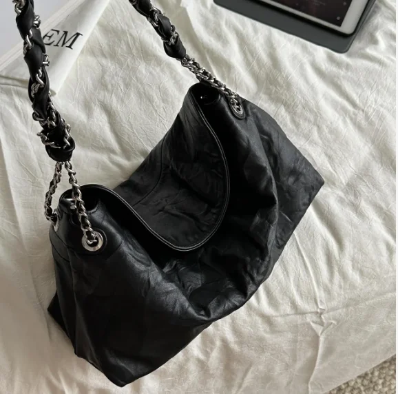 JIAERDI High Street Black Shoulder Bags Purse Women Sweet Cool Chain Leather Y2k Handbag Female Versatile Underarm Bag Hot Girls