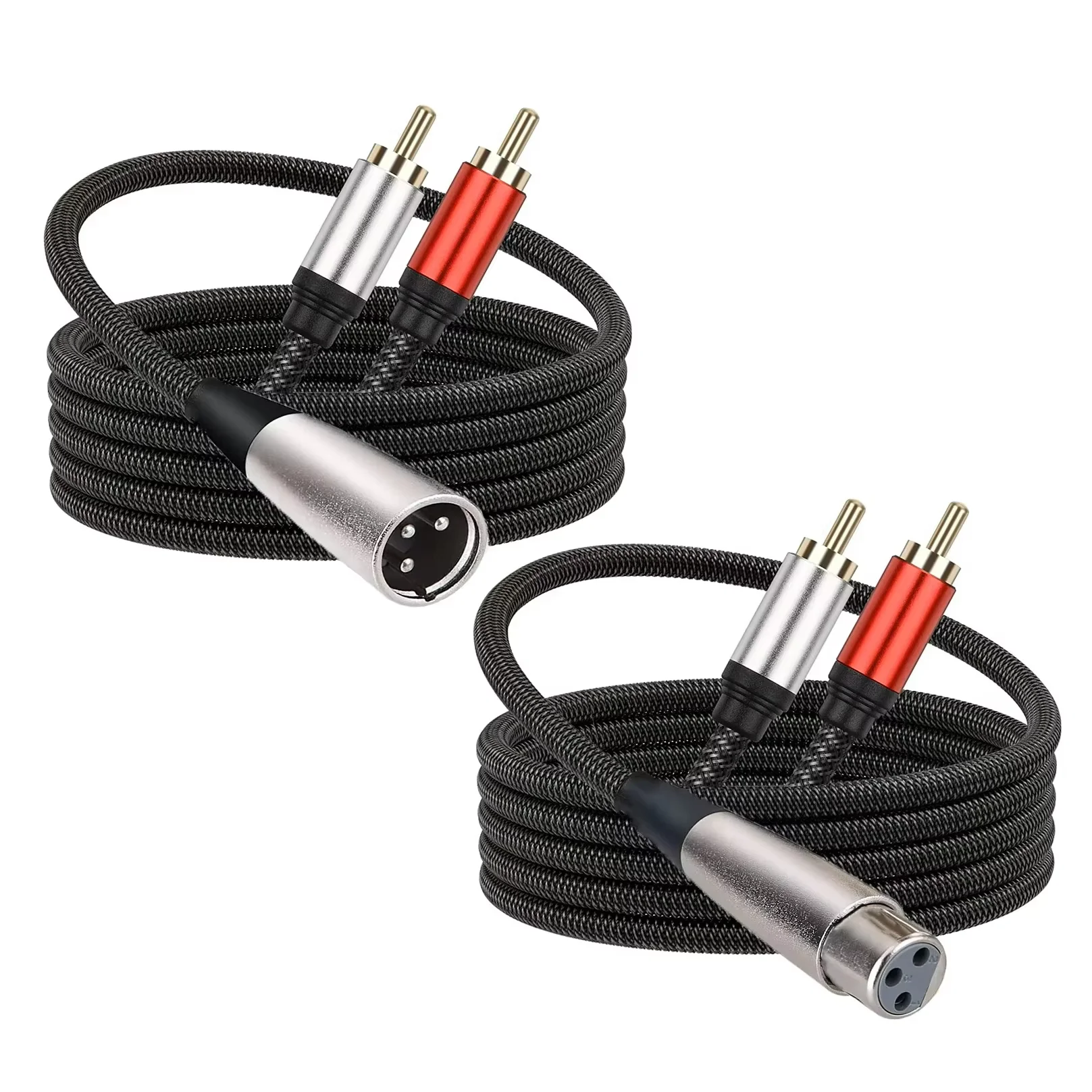 XLR to Dual RCA Y Splitter Stereo Audio Cable for Microphones and Speakers