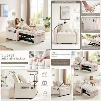 Velvet 3-in-1 Convertible Sofa Bed 1