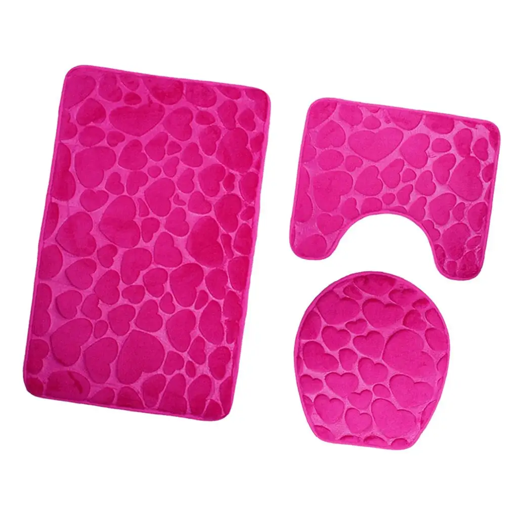 3 Pieces Bathroom Rugs Sets Non Slip Shag Bath Mat Rug for Bathroom And Kitchen Bedroom