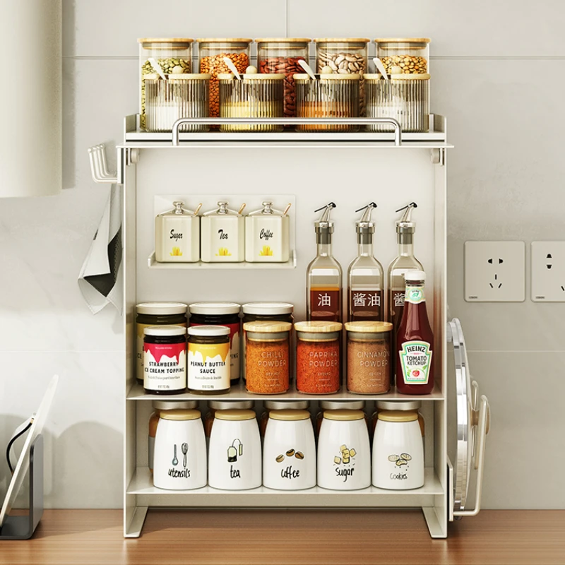 

Spice Shelves Kitchen Items Dust-proof Multi-layer Multi-functional Home Organizer Household Large Capacity Plate Rack