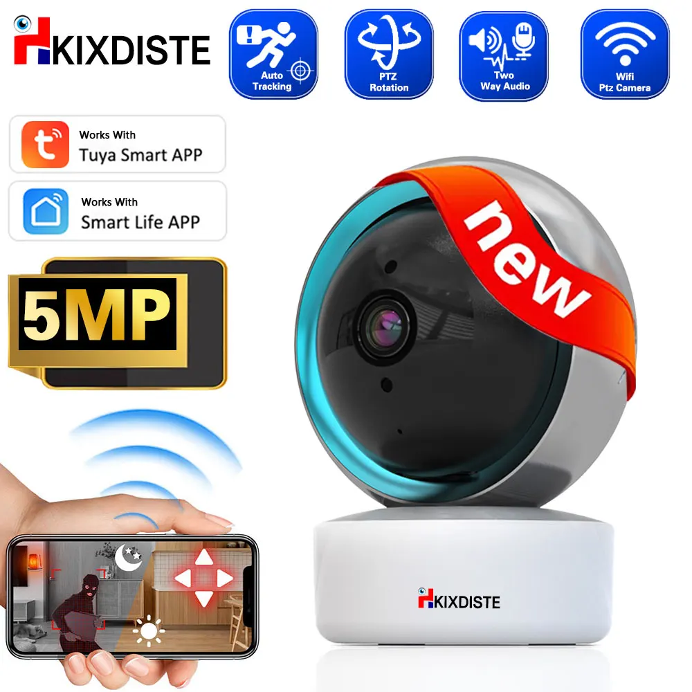 5MP Smart Life Indoor Mini Baby Monitoring Indoor PTZ Control Portable Monitor Two Way Audio Security Protection Automatic Track on sale kangput kpt 958h 4 3 inch dvb s s2 tv receiver sat finder portable multifunctional hd satellite finder monitor mpge4