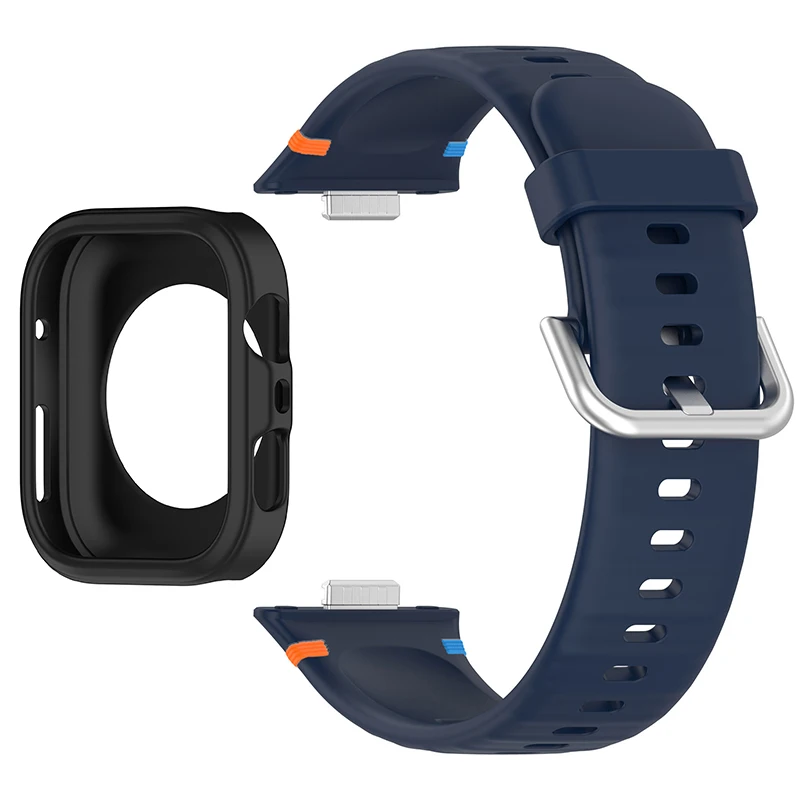 Protective Soft Case with Silicone Sports Strap for Smartwatch Fitness Bands