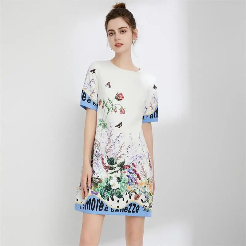 

Женское модельное платье с отложным воротником, Элегантные повседневные платья-рубашки высокого качества с принтом, весна-лето 2023