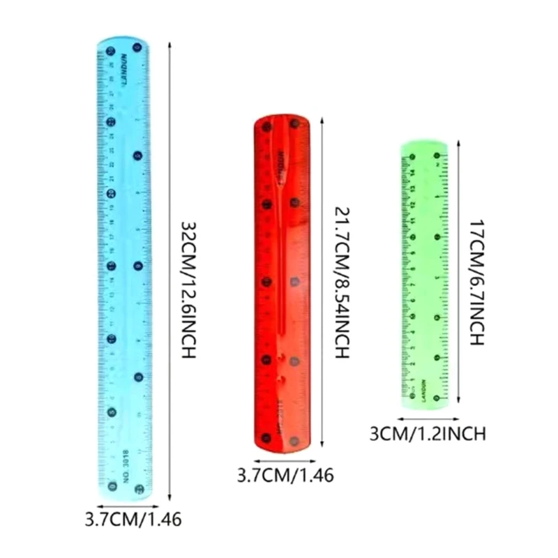 Color Transparent Ruler Plastic Rulers - Ruler 12 Inch, Kids Ruler for  School, R