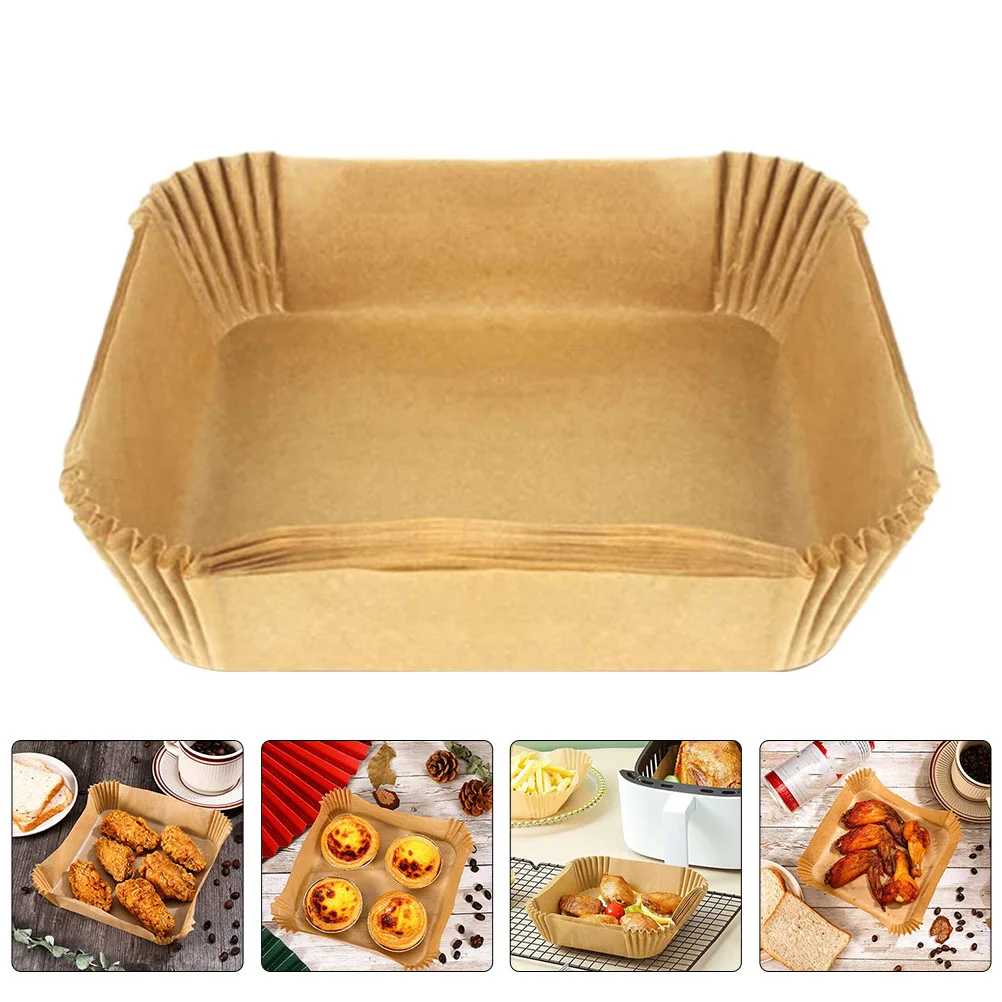 

50pcs Non-Stick Oil- Baking Paper Cushions for Air Fryer(Khaki)