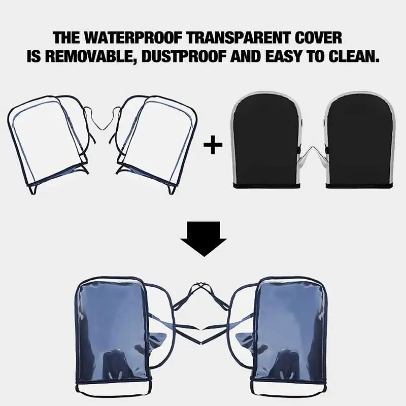 Motorcycle Scooter Handlebar Protective Rain Cover Transparent Riding Muff Winter Thermal Gloves Winter Riding Handle Cover 5