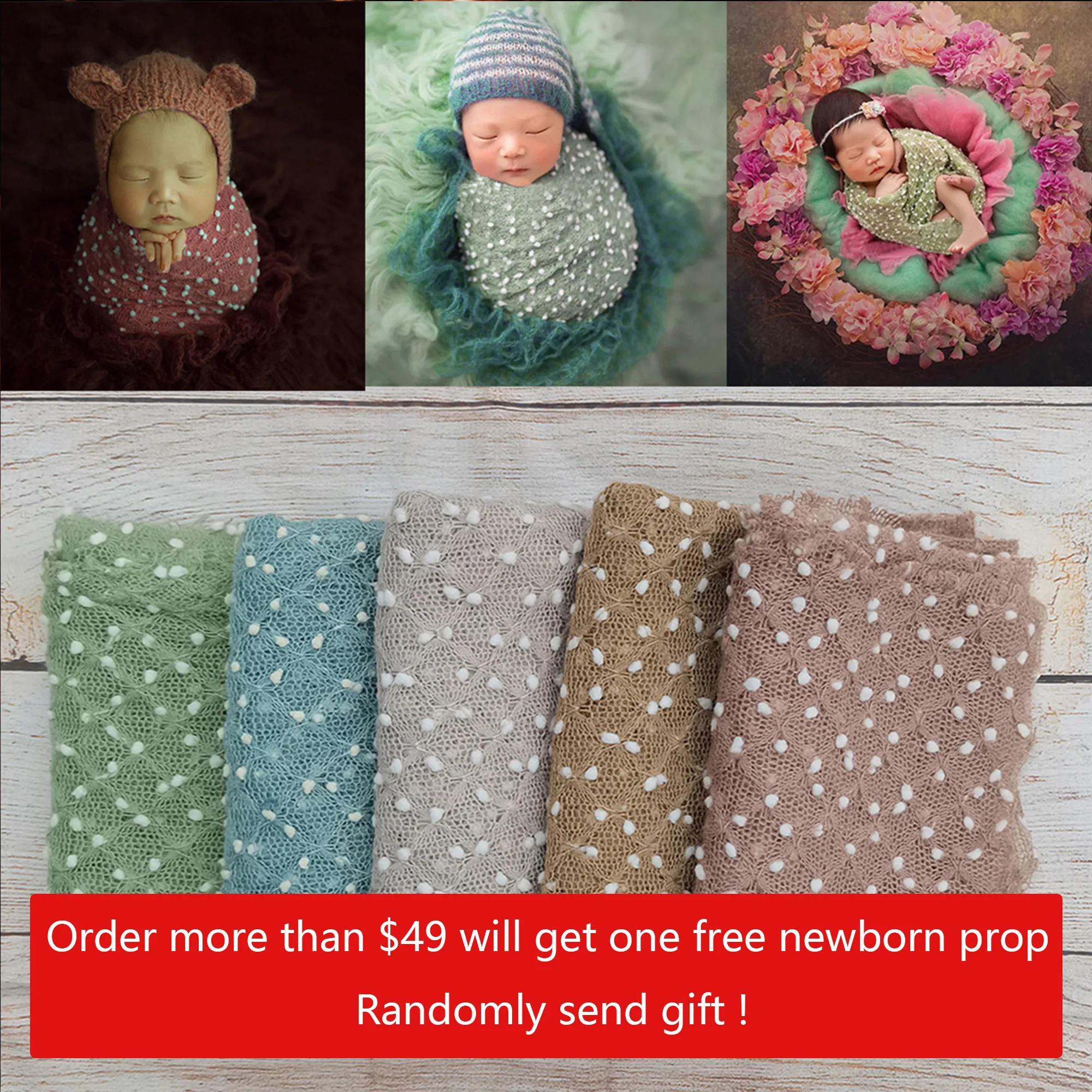 Don&Judy Soft Baby Girl Boy Photo Shoot Props Newborn Photography Swaddle Blanket Little Infant Bobble Picture Accessories 2023 ready to ship 60x30cm mohair hollow wrap newborn boy girl cover photography props baby photo shoot stretchy infant accessories