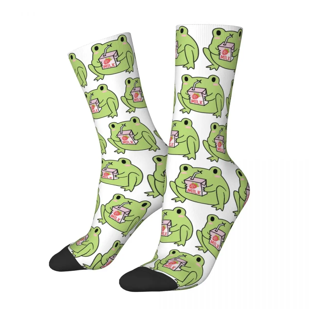 

Cute Strawberry Milk Frog Socks Harajuku Sweat Absorbing Stockings All Season Long Socks Accessories for Man's Woman's Gifts
