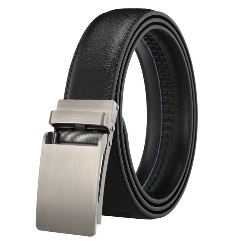 

LannyQveen Classical Genuine Leather Belt Men's Automatic buckle belts Alloy Buckle cowhide Belt for men High quality