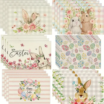 Colorful Easter Placemats Decorative Spring Cloth Table Cloth Happy Holiday Decoration for Easter