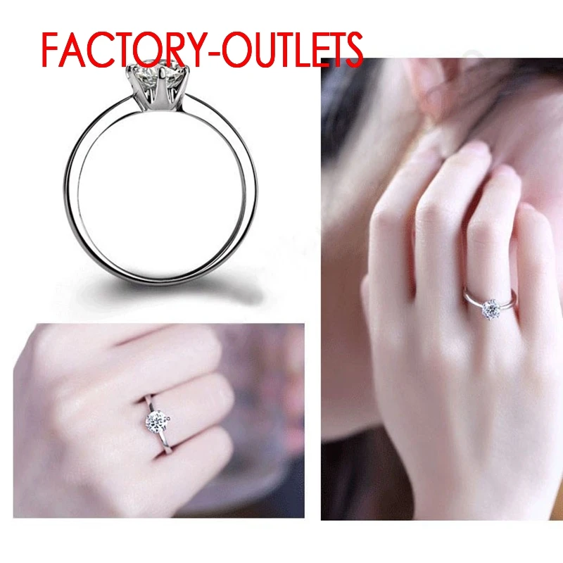 925 Silver Jewelry Set Cubic Zirconia Prong Setting Women Girls Engagement Anniversary Fashion Ring