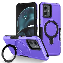 Military Grade Shockproof Armor Case with Stand Holder – Durable Protective Cover for Moto G54 (PURPLE)