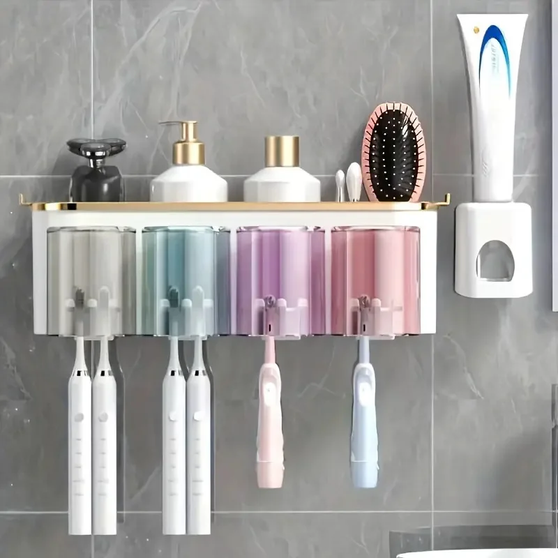 Wall-Mounted Toothbrush Rack Set 3