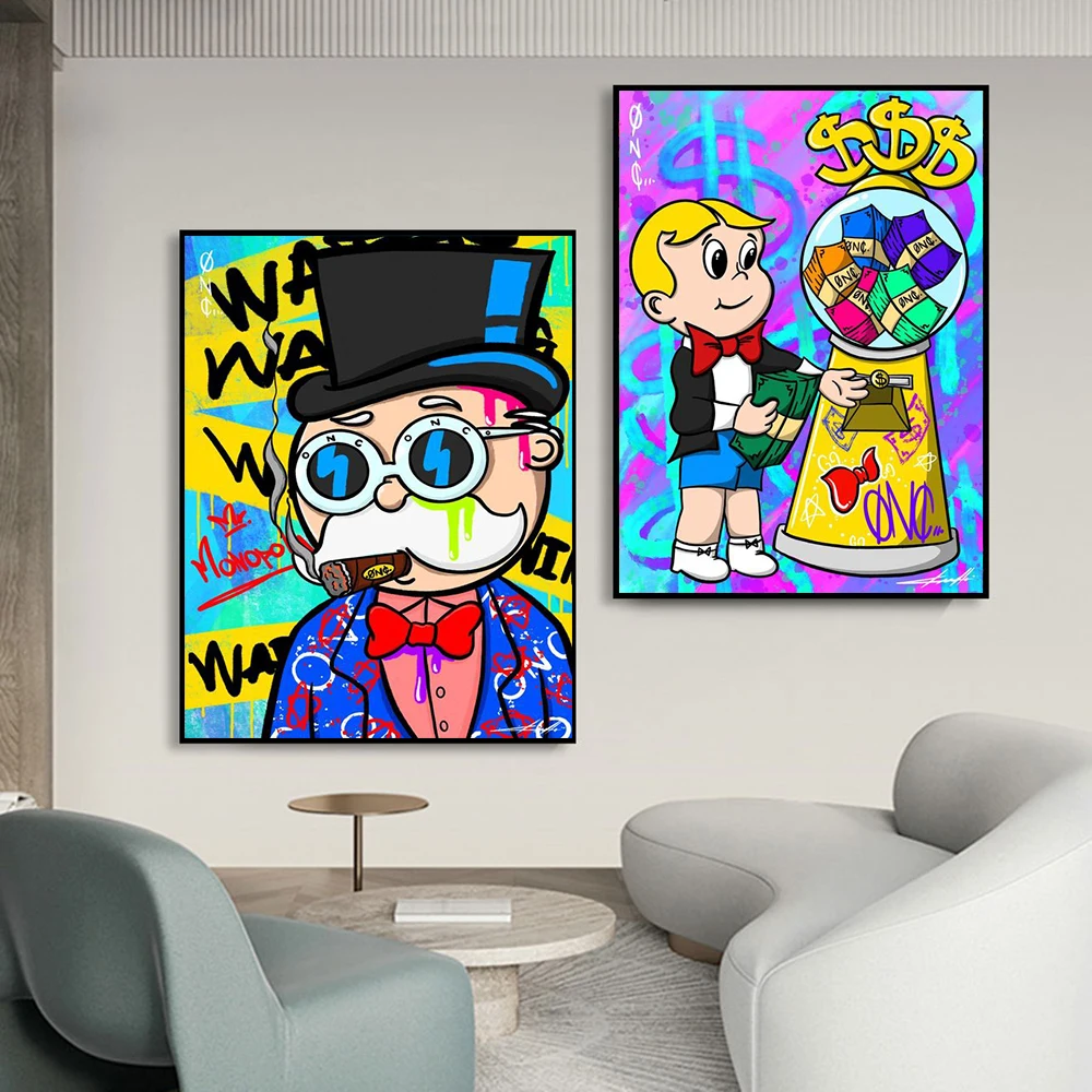 Monopoly Man Monopoly Art Monopoly Print Neon Wall Art Street Art Graffiti  Canvas Poster Home Decor Gift For Him Money Art Neon - Painting &  Calligraphy - AliExpress