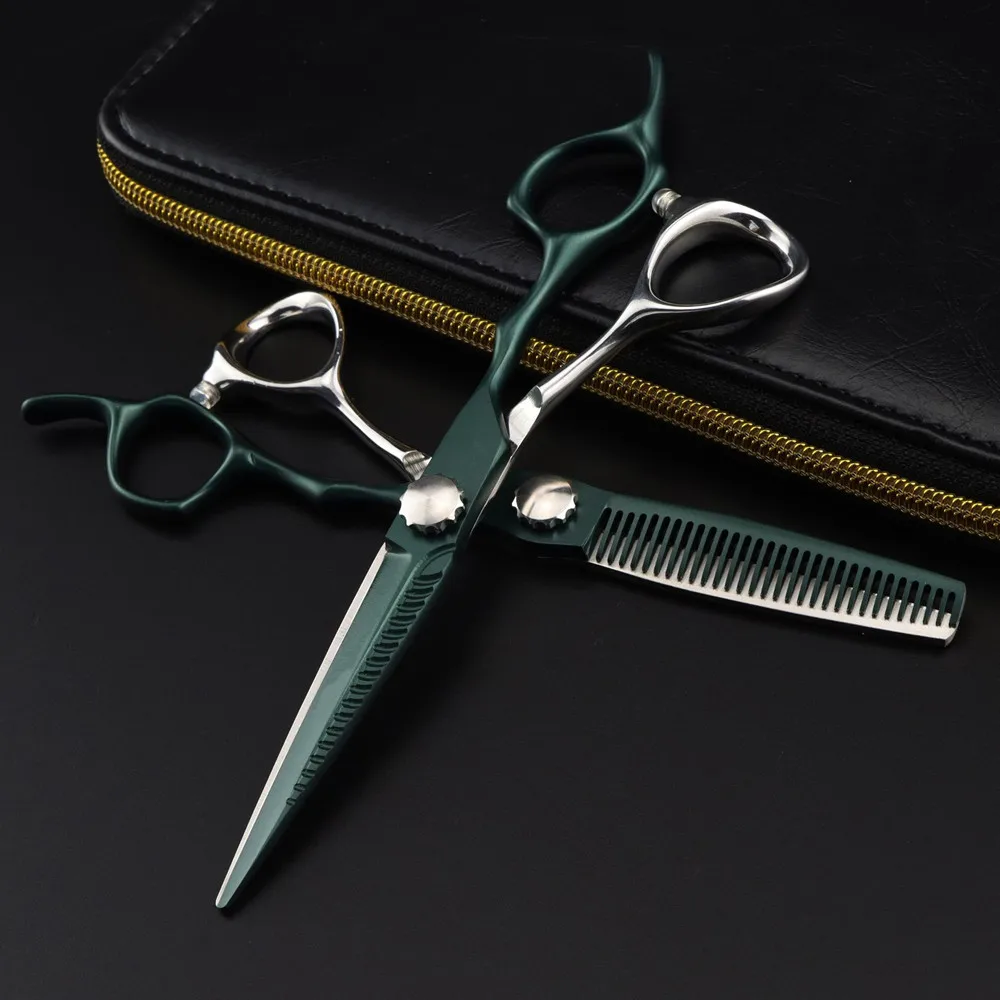 Professionale Jp440C Acciaio 6 ''Forbici Per Capelli Verdi Forbici Per Taglio Di Capelli Diradamento Barber Maka Forbici Da Taglio Forbici Da Parrucch