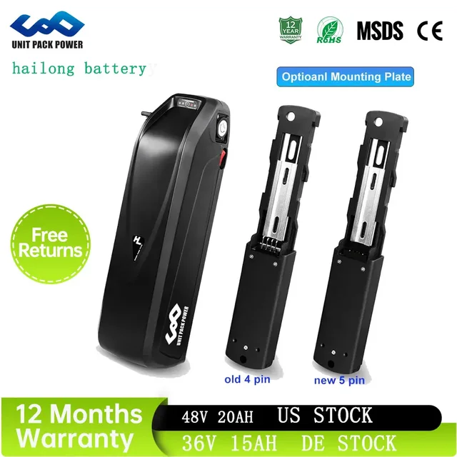 Hailong Elektrische Fiets Batteria Pack 36v15ah Onderbuis 48V20AH 4 pins 18650 Ebike Batterij voor Bafang 250W 350W 500W 750W 1000W