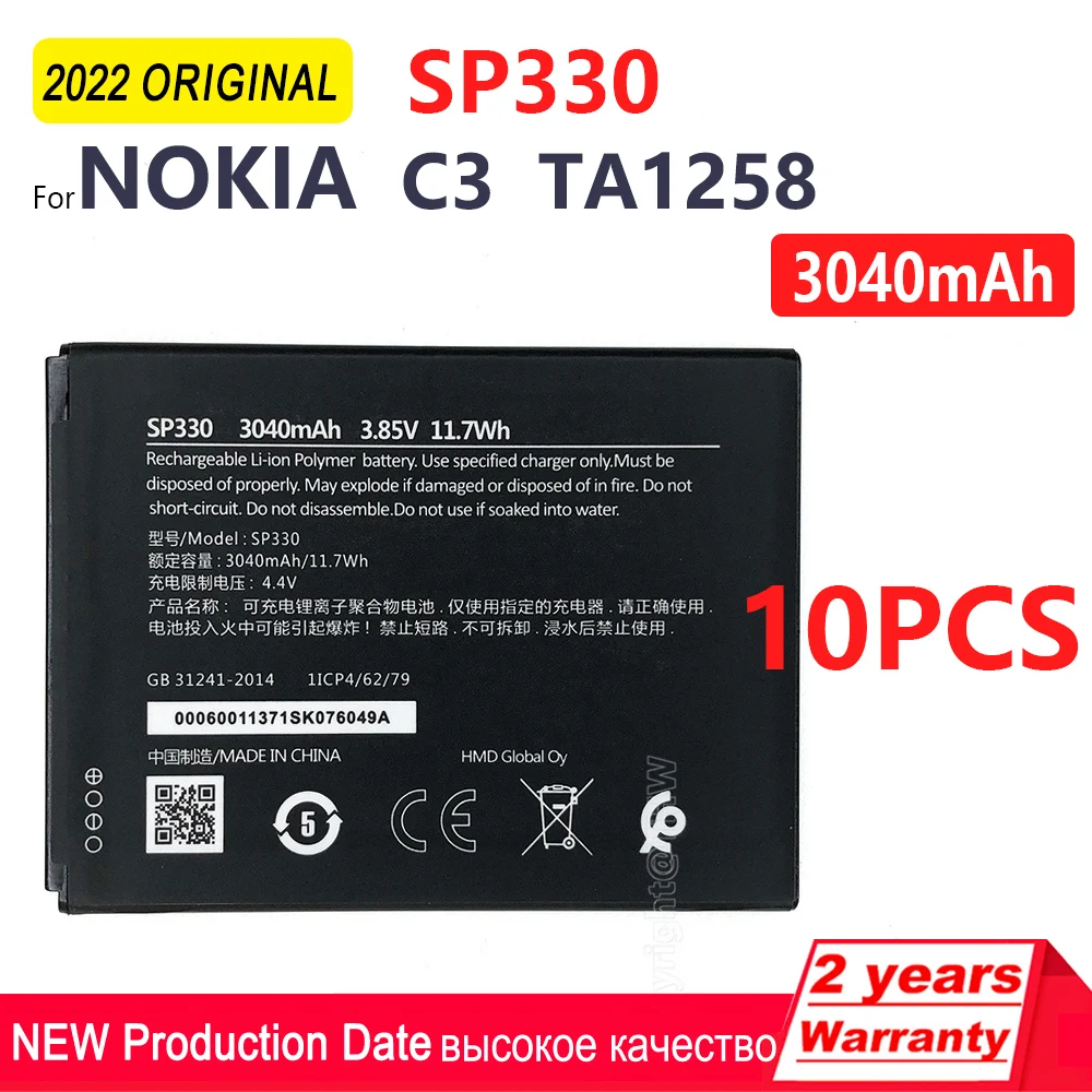 Batteria per NOKIA C3 TA1258 TA 1258 3.85V SP330 3040mAh 11.7Wh 72