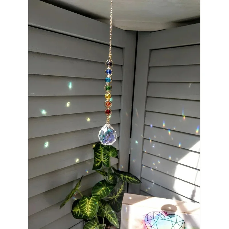 1pc Crystal Suncatcher Mobile Meditation Home Decor Rainbow Maker Prism Suncatcher (Rainbow and Fantasy)