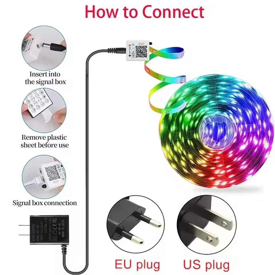 DC 24V LED 조명 스트립, 전원 공급 장치 포함, 5M 10M 15M 20M 30M 40M 아이스 스트링 RGB 테이프 조명, 침실 테이블, 아이 방용