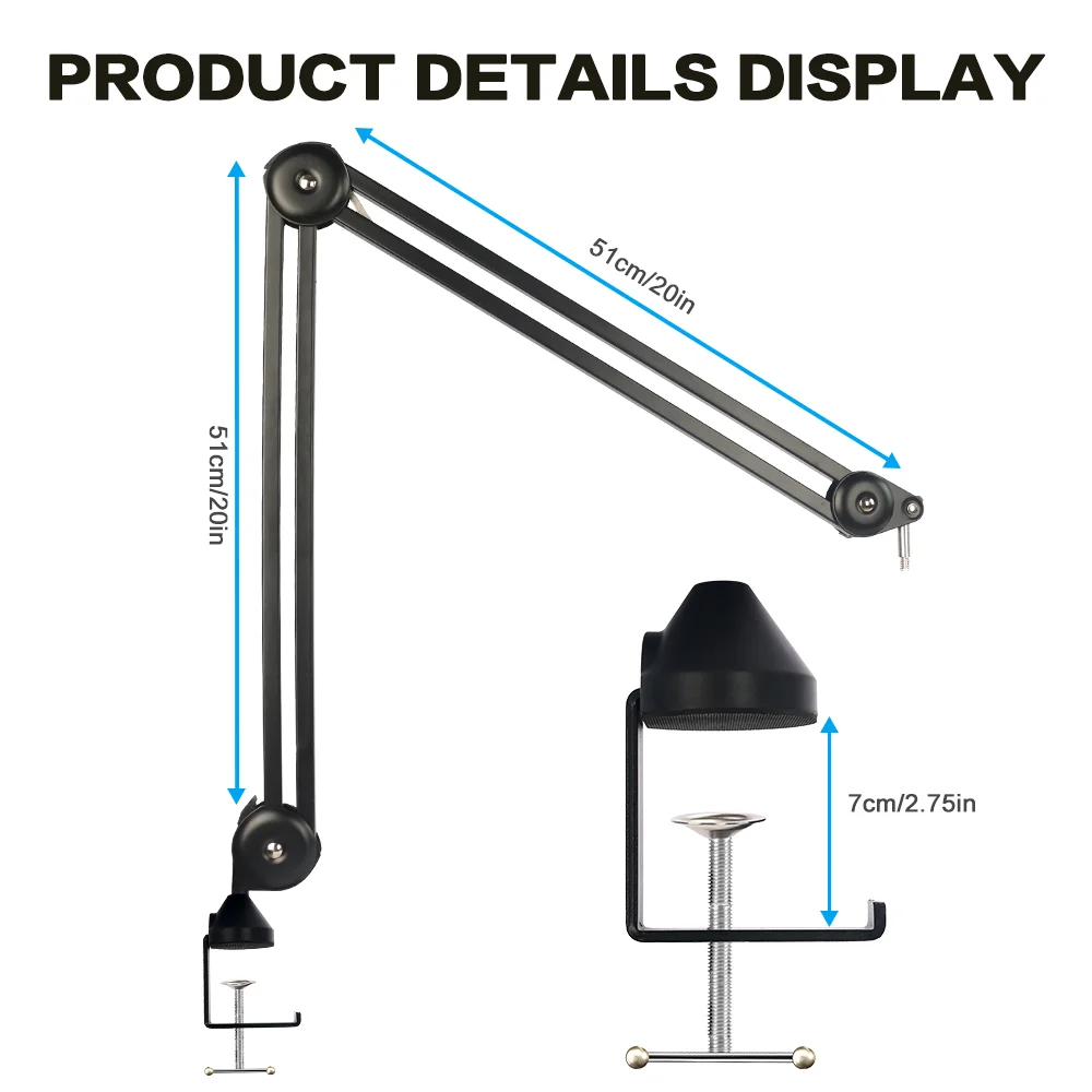 BOMGE Heavy Duty Microphone Boom Arm Stand Adjustable Suspension Scissor Upgraded Mic Stand for Blue Yeti Blue Snowball Bracket microphone stand
