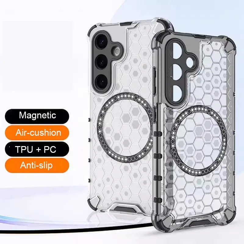 Magnetic Crystal Honeycomb Shockproof Soft Shell with Mag-safe and Air-cushion Protection