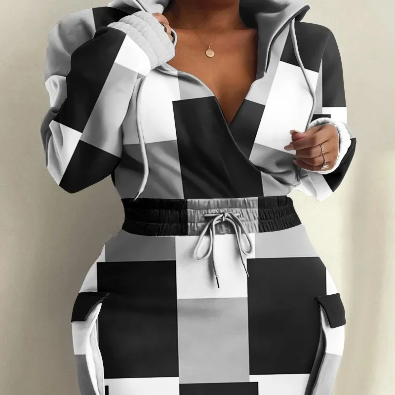 

Новое поступление, дизайнерская весенне-осенняя женская одежда Sense Design 2024, однотонная облегающая Толстовка с длинным рукавом и завязками