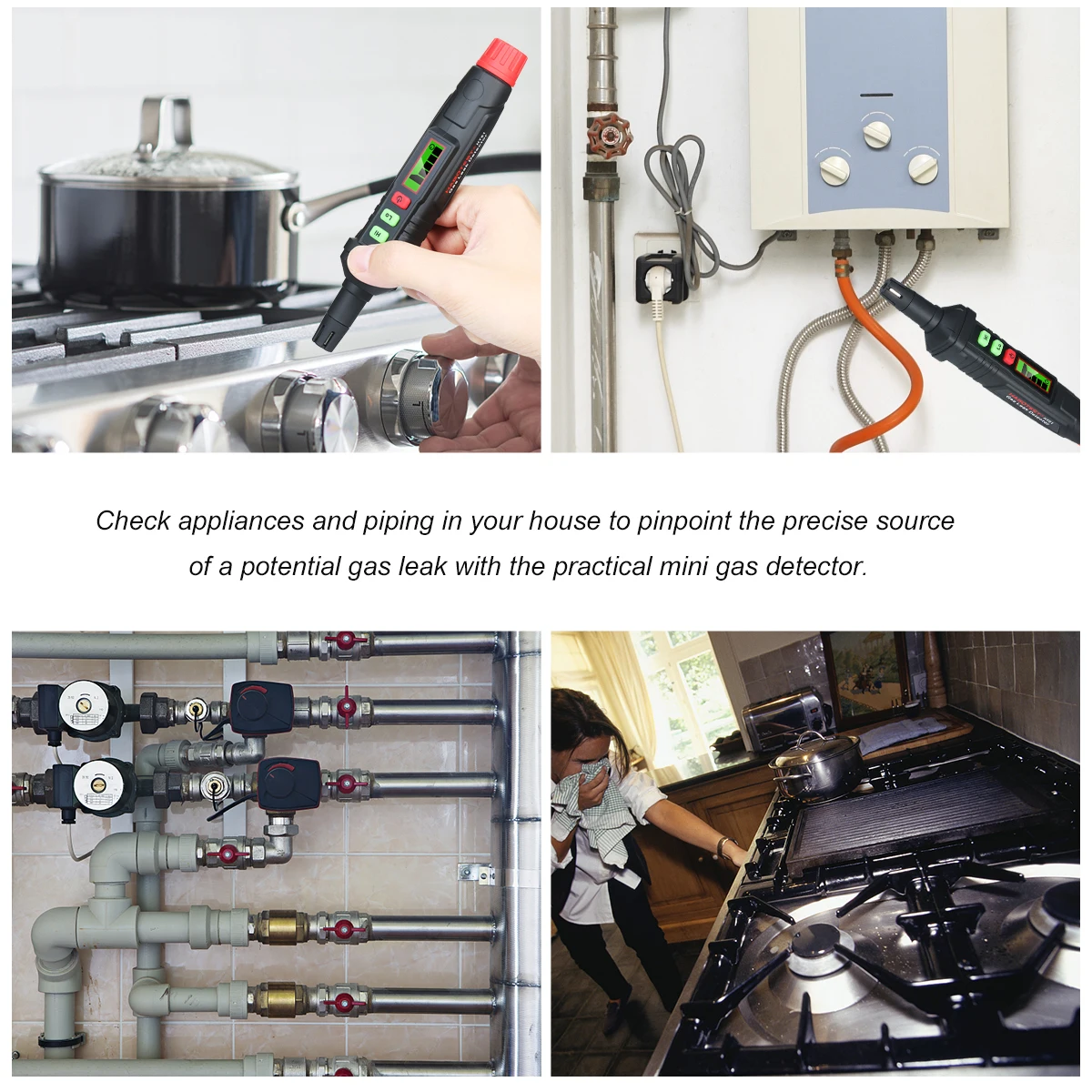 Gas Leak Detector HABOTEST Gas Leak Detector Alarm Combustible Gas Detector Natural Methane with Audible for All Types of Flammable Gases