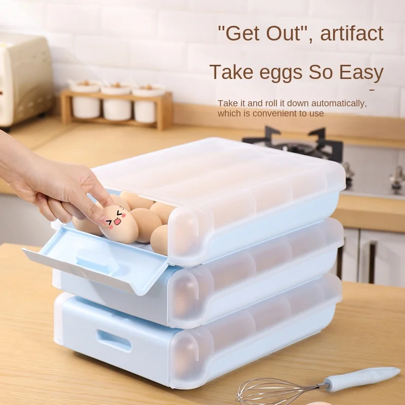 

Kitchen Egg Storage Box Household Refrigerator Storage Fresh Box Roll Egg Type Environmentally Friendly Plastic Egg Box