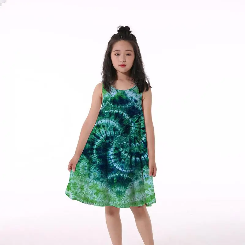 2022 Summer Girls 3D Flower Print Dresses Kids Girl Party Sleeveless Princess Dress Tank 3D Print Pretty Tie Dye Dress for Girl dresses bloomingdales