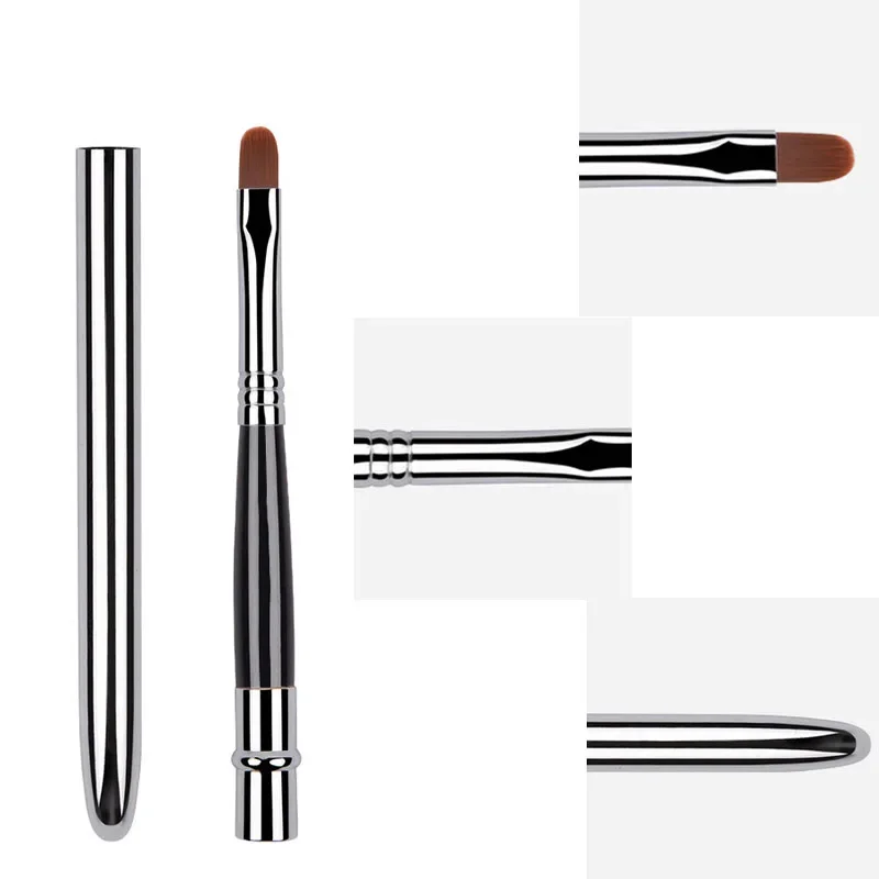 Lips makeup brush pen metal handle cosmetic lipgloss lipstick brush protect cap
