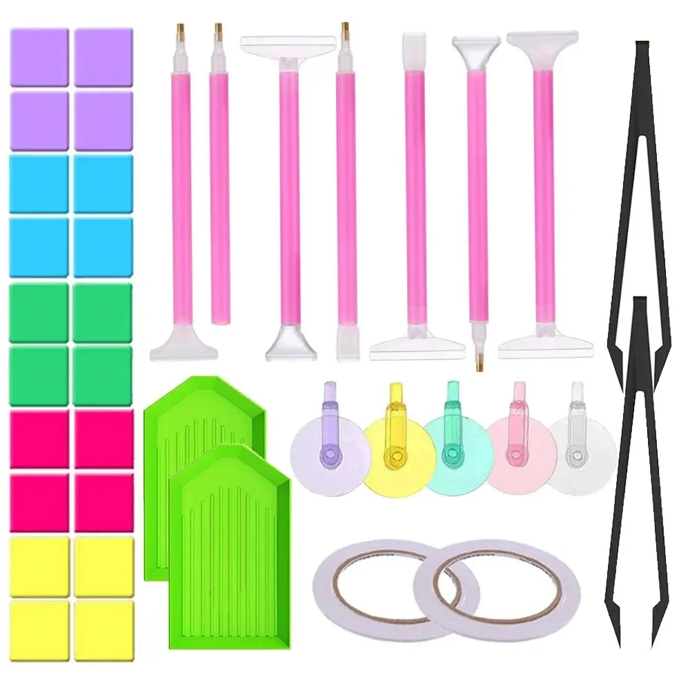 Diamond Painting Accessories Art Tool Embroidery Tacky Glue Clay Wax Trays Stitch Pen Tweezers Wheel Adhesive Tape Kit DIY
