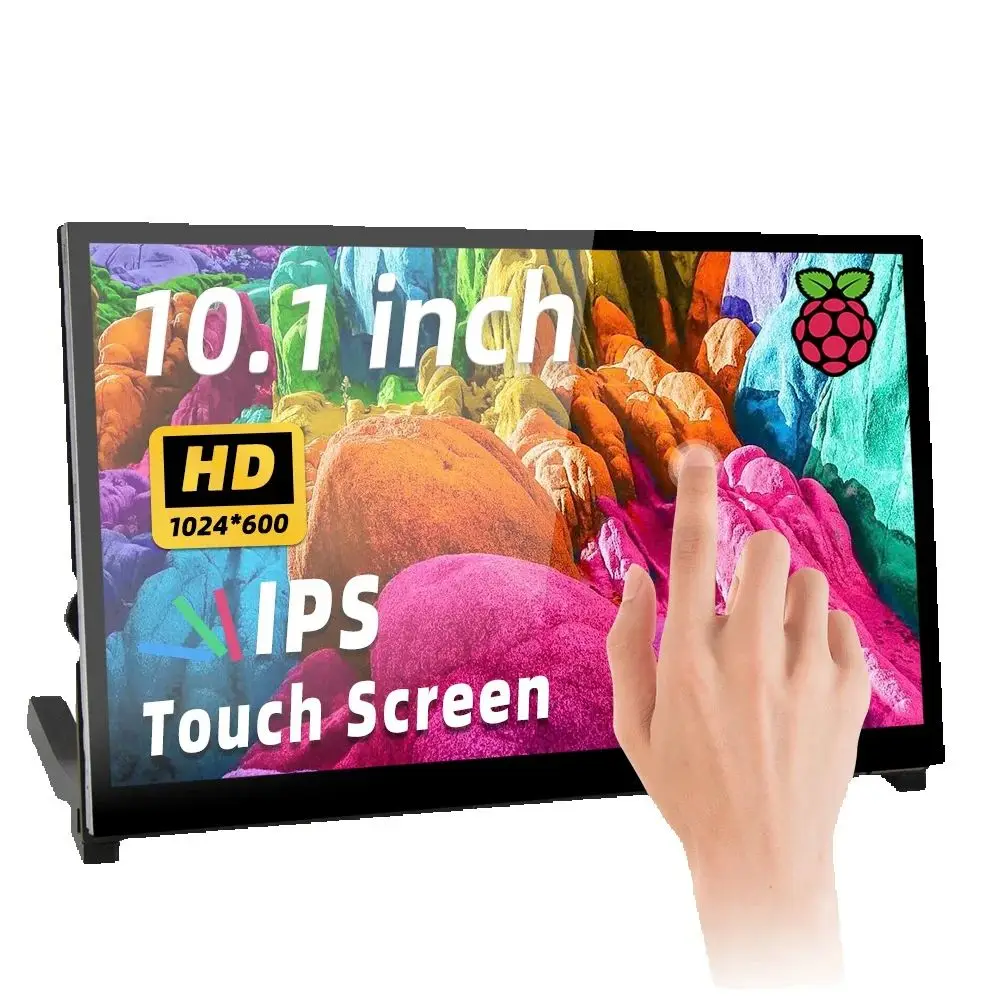 10.1 Inch IPS LCD Touch Screen 1024*600 HDMI Display with Holder Monitor for Raspberry Pi 5 4B 3B lcd display module display module touchscreen display