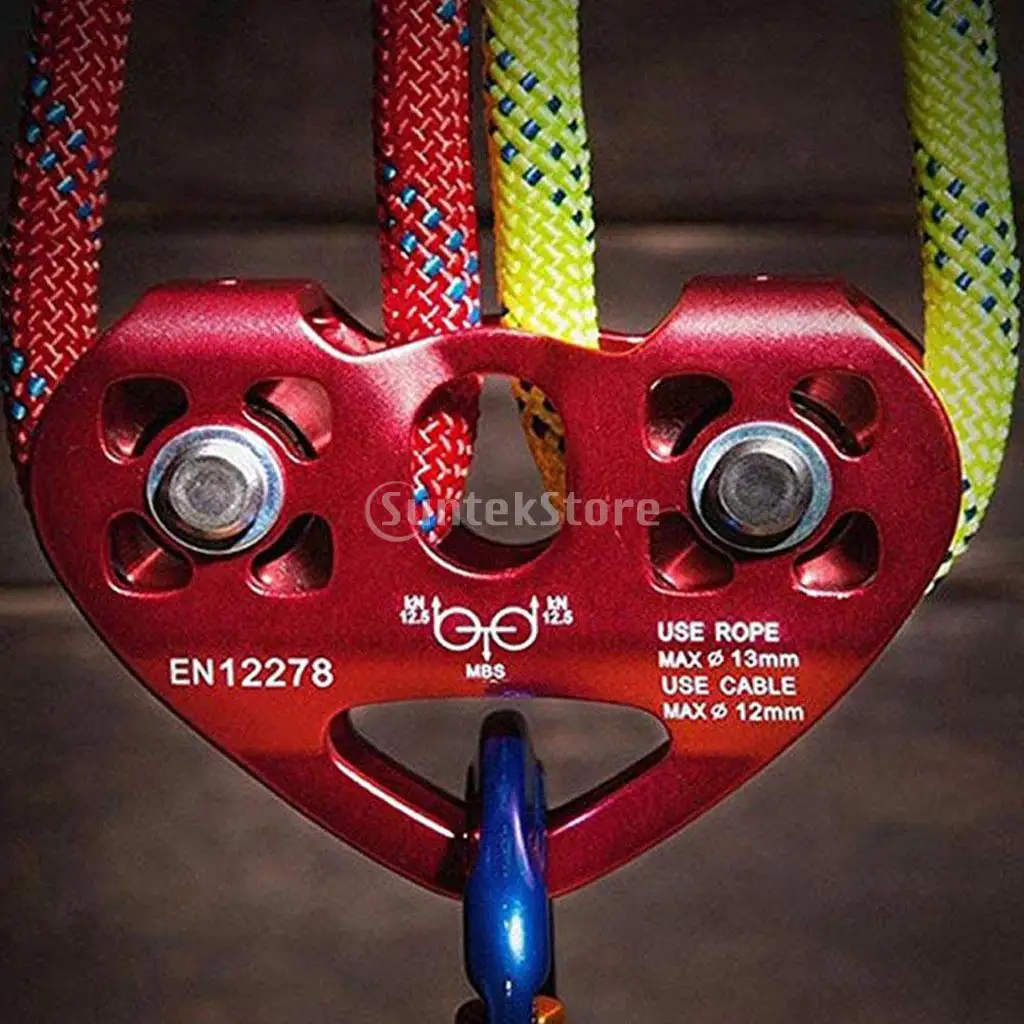 thumbnail image 2 of Gold)30KN Dual Pulley Zip Line Rescue Cable Trolley Outdoor Rock 2 of 13