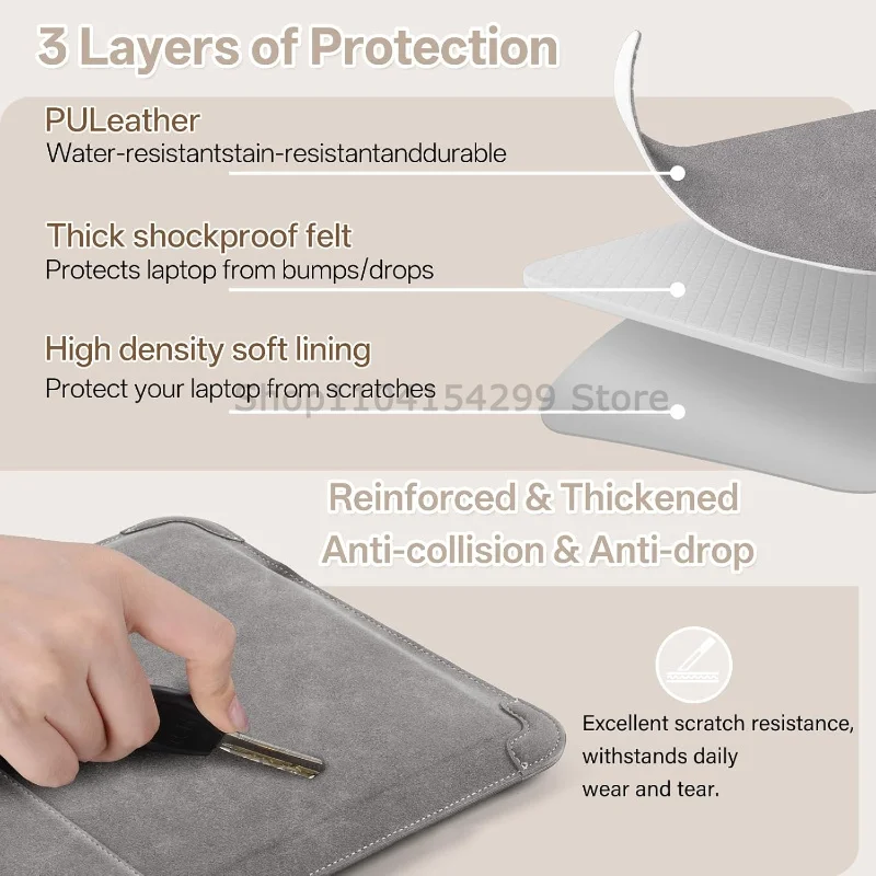 Elegant Portable Leather Laptop Sleeve with Built-in Stand