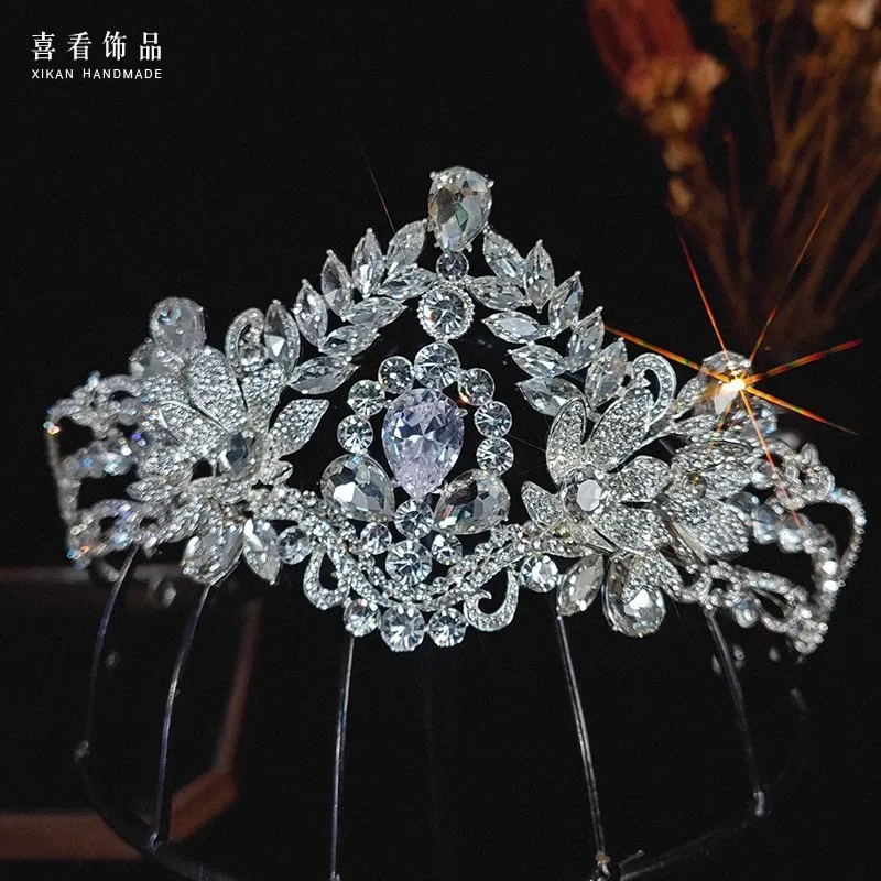 

CC Baroque Tiaras Women Accessories Wedding Headpiece Bridal Headdress Engagement Hair Ornaments Crystal Leaf Shape Crowns AN067