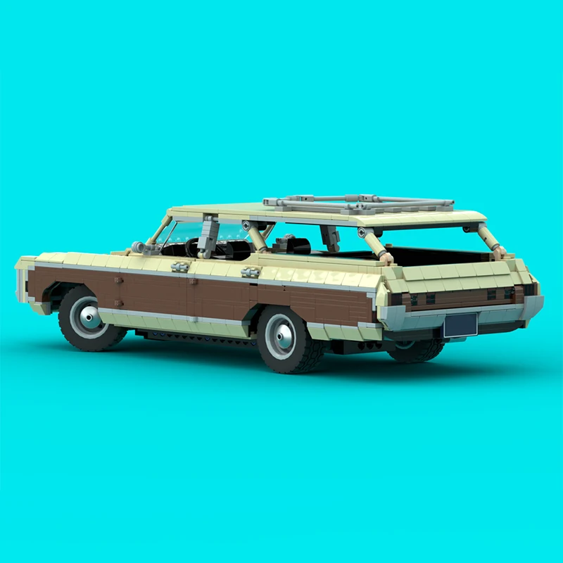 자동차 스피드 레이싱 모델 MOC 빌딩 블록 1969 스테이션 왜건 모듈형 기술 선물 휴일 조립 어린이 장난감 세트