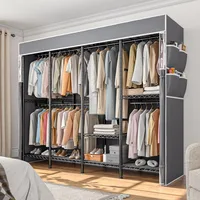 Clothes Rack with Cover, Metal Heavy Duty Clothing Rack for Hanging Clothes, Adjustable Wardrobe Closet Loads 1100 LBS 1