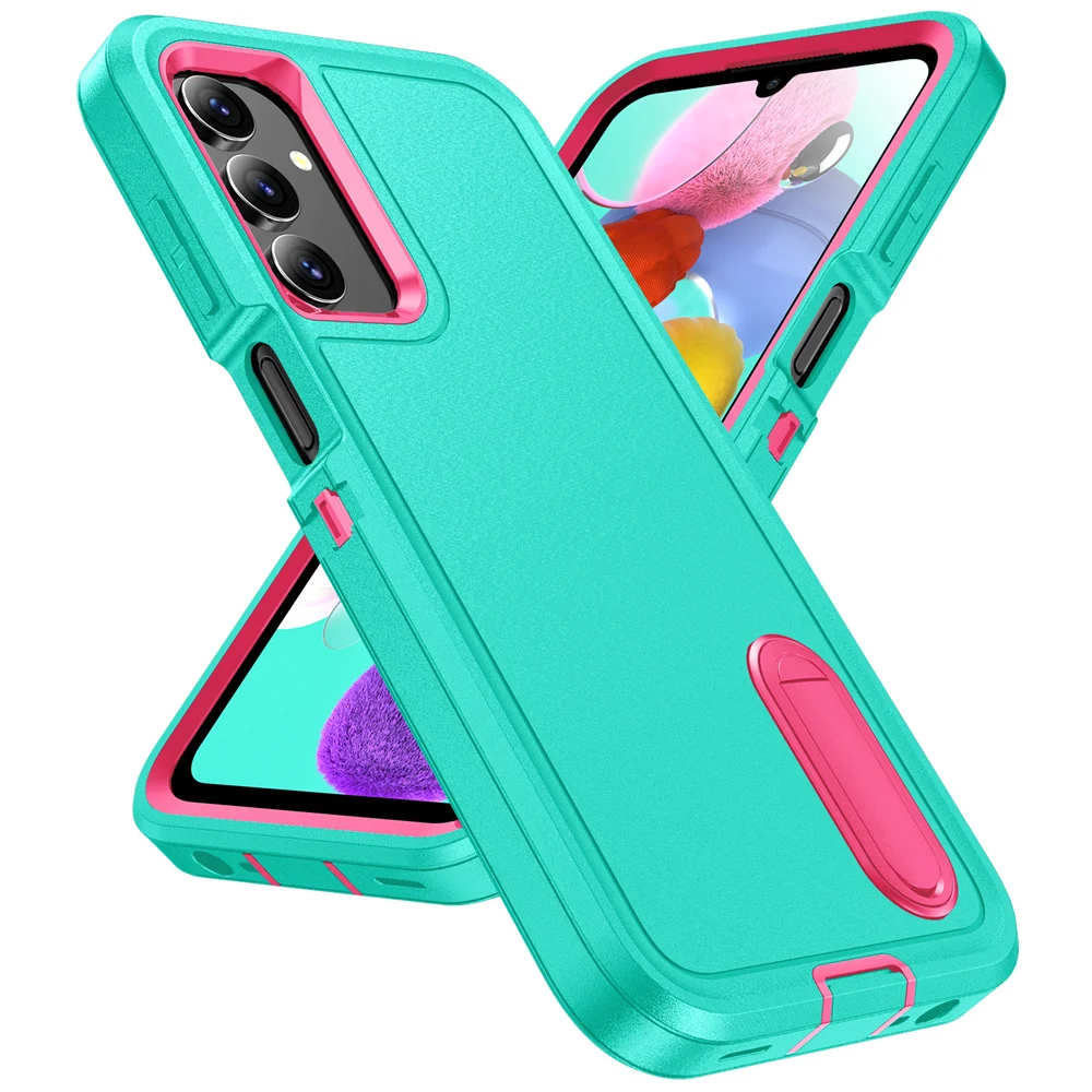 3-in-1 Hybrid Shockproof Armor Case with Matte Folding Stand Cover
