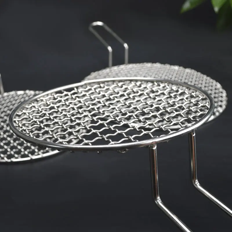 Stainless Steel 304 Food Grade 16-48CM Round BBQ Barbecue Grill Wire Grid Mesh Net with 10CM Handle