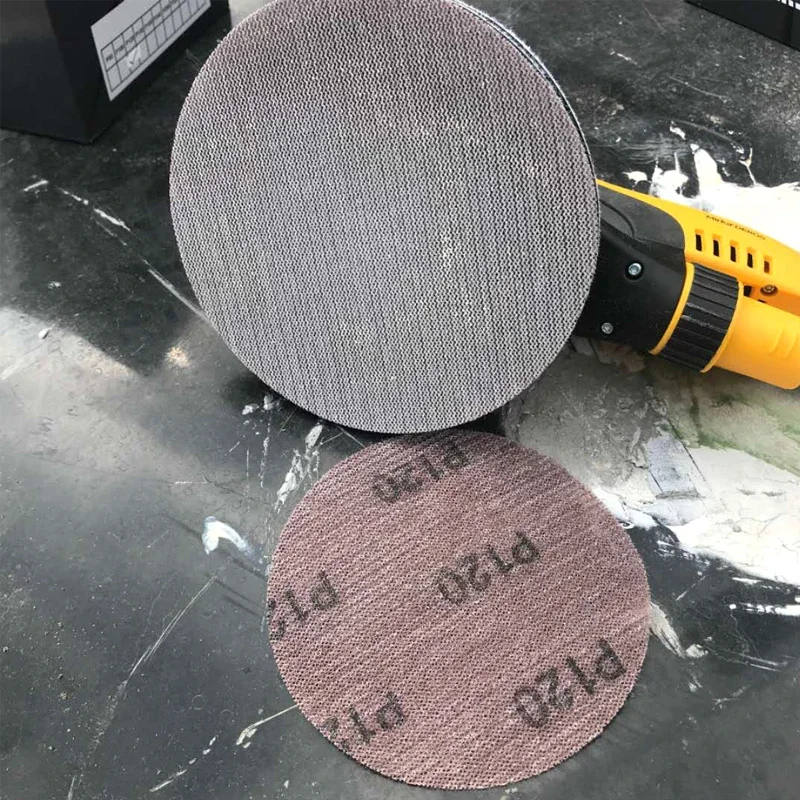 자동차 퍼티 샌딩용 50개입 5인치 샌드페이퍼 원형 플로킹 125mm, 공압 샌딩기의 후면 플로킹에 적합