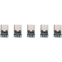 10 Pcs USB 3.1 Type C Connector 14 Pin Female Socket Receptacle Through Holes PCB 180 Vertical Shield USB-C1 1