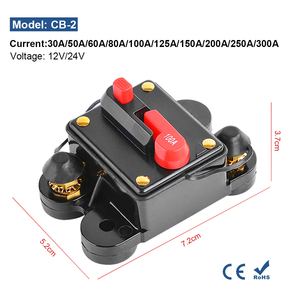 Auto Fusibile Interruttore Protezione Stereo Impermeabile 12V 60A-300A - Foto 2