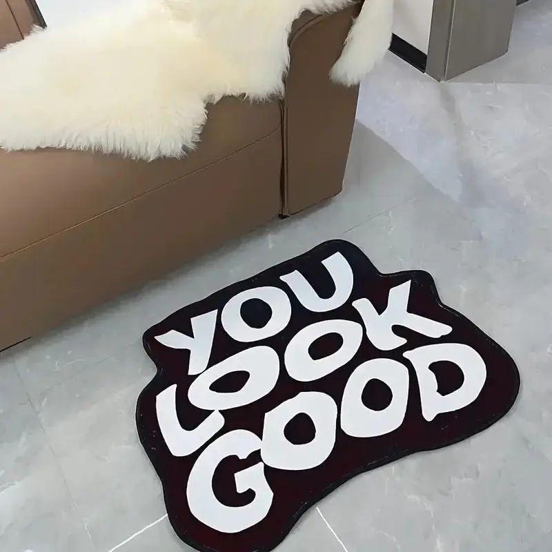 You Look Good Bathroom Rug, Bathroom Non Slip Carpet, Comfortable Furry Bathtub Mat, Home Decor, Room Decor,Black 3