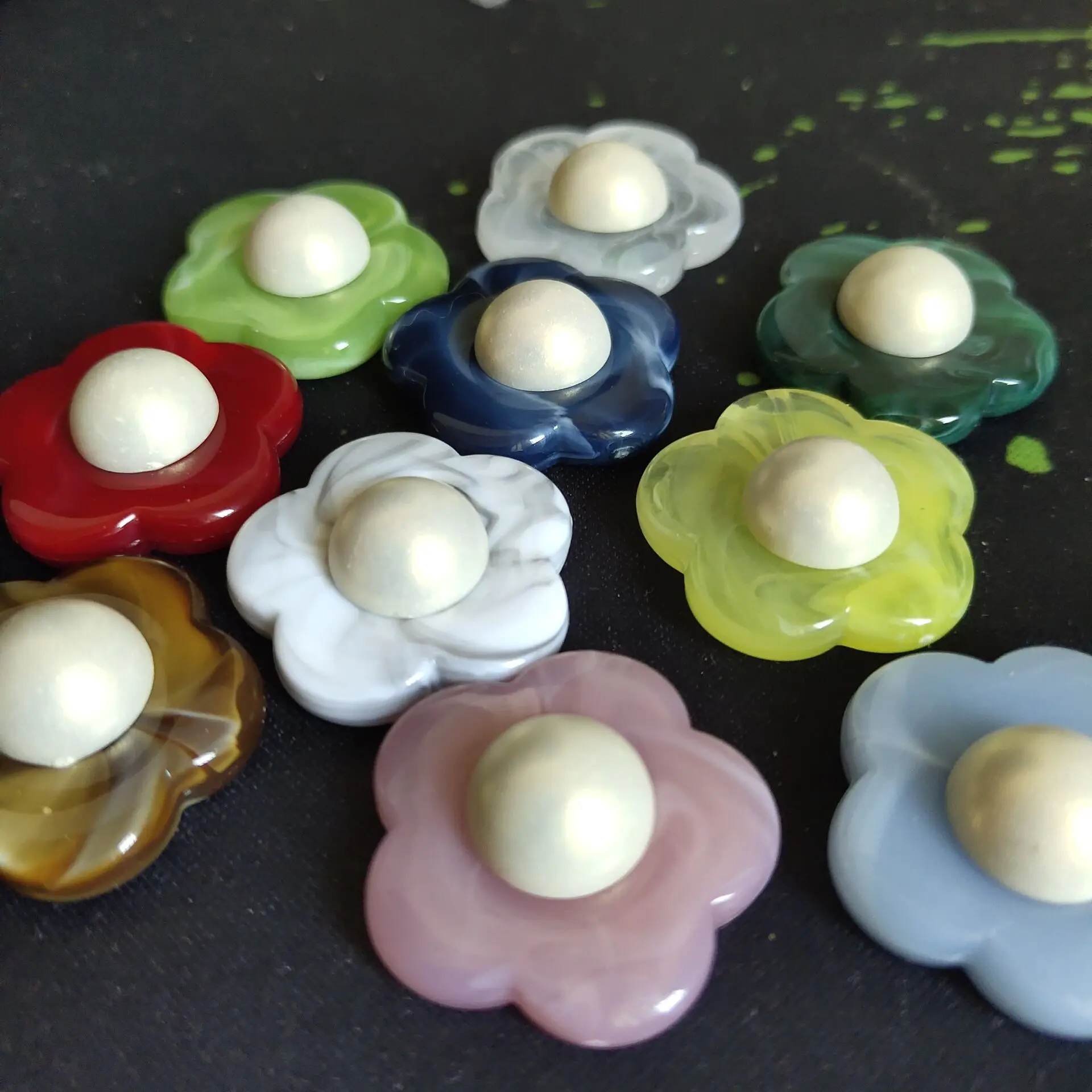 의류용 아크릴 꽃, 머리 장식 귀걸이 액세서리, DIY 쥬얼리 제작 재료, 27mm, 10 개