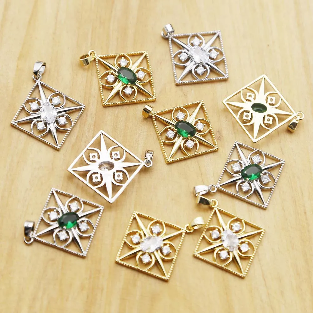 Selling Alloy Diamond Pendant Inset Zircon Electroplating Pendant Diy Bracelet Earring Accessories Wholesale 12Pcs Free Shipping