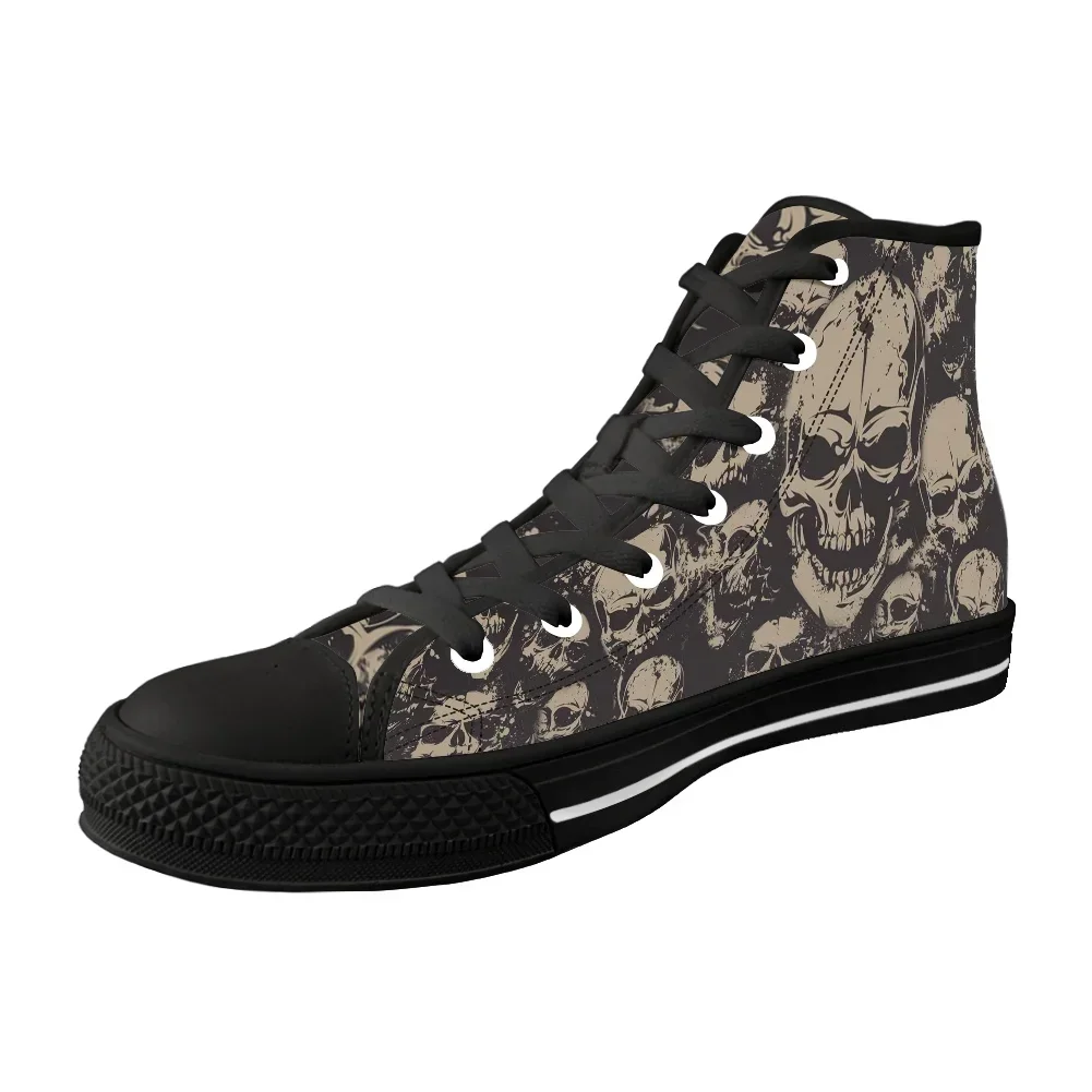 Men's Vulcanized Shoes Classic Superstar High Top Canvas Shoes Gothic Skull Print Men Flats Sneakers Chaussure Homme