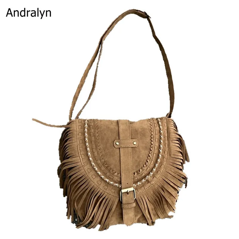 

Women's bag Summer Suede New Chinese Style Tassel Bag Women's Vintage Saddle Bag Fashion Shoulder Small crossbody Bag