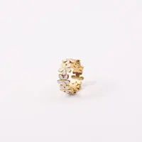 Hot Sale High End PVD White Enamel Daisy Ring  Gold Plated for Women Girl Titanium Steel Ring Fine Jewelry Gifts 2